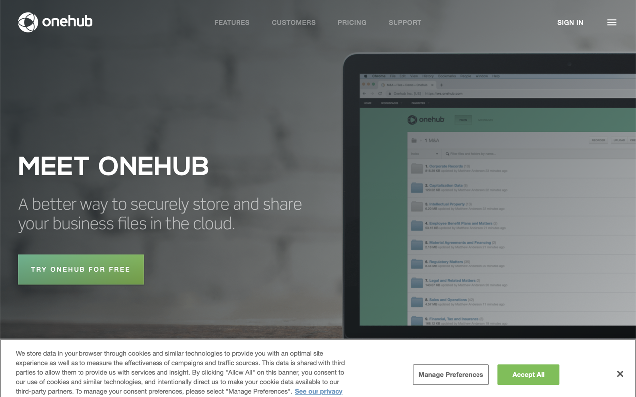 Onehub screenshot