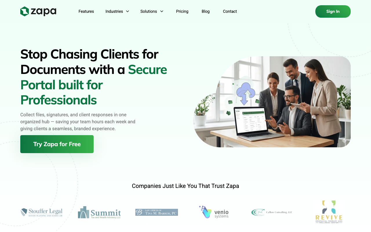 Zapa Client Portal screenshot